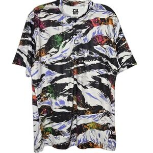 Greater Half Polo Shirt Mens Large L Tiger Stripe‎ Paint Splatter Henley Golf GH
